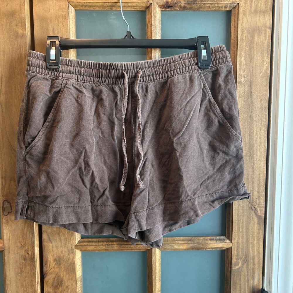 PacSun Womens‎ Brown Linen Blend Pull On Shorts Size M 821SP244321